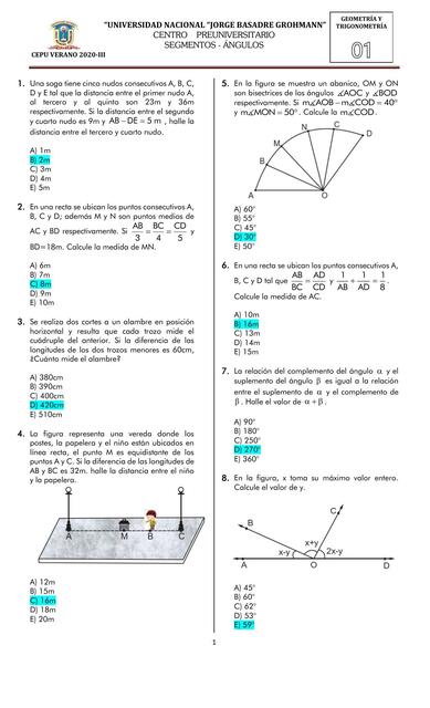 Examen de segmentos y ángulos 