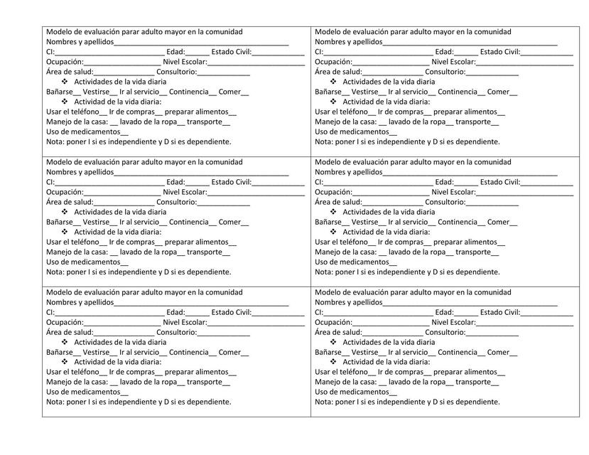 Modelo de evaluación parar adulto mayor en la comunidad 