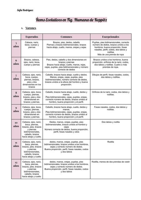Ítems Evolutivos - Figura Humana de Koppitz