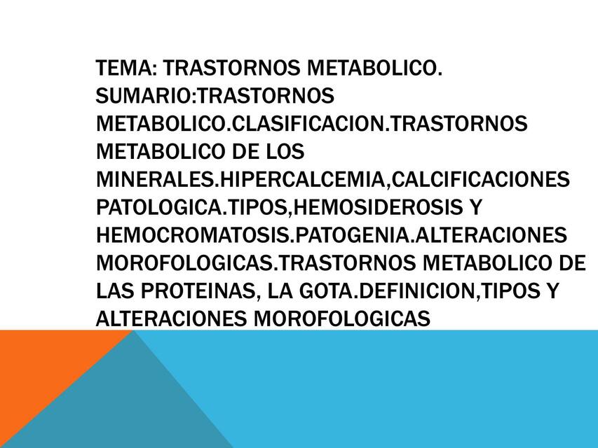 Trastornos metabólicos