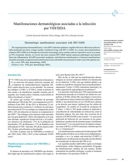 Manifestaciones Dermatológicas Asociadas a la Infección por VIH/SIDA