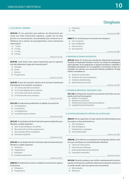 Desgloses Ginecología y OBS CTO