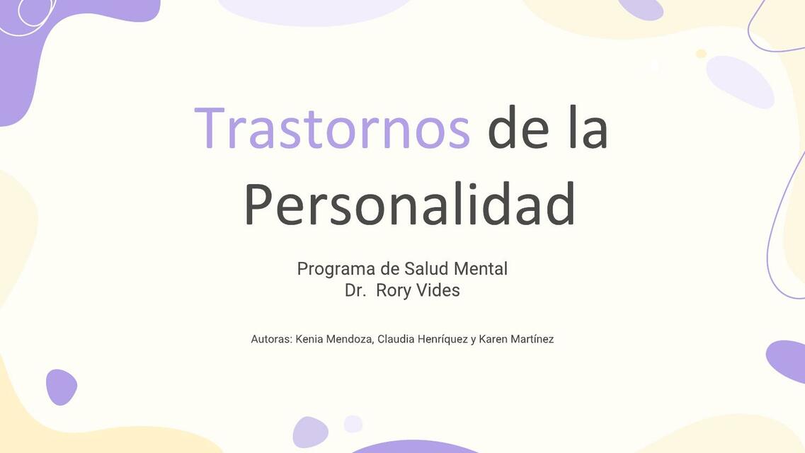 Trastornos de la personalidad