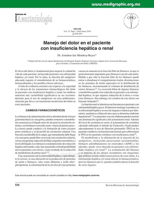 Manejo del Dolor en el Paciente con Insuficiencia Hepática o Renal 