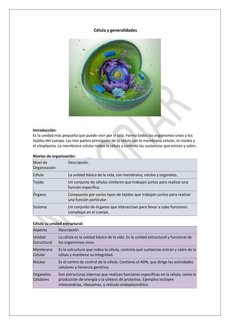 Célula y Generalidades