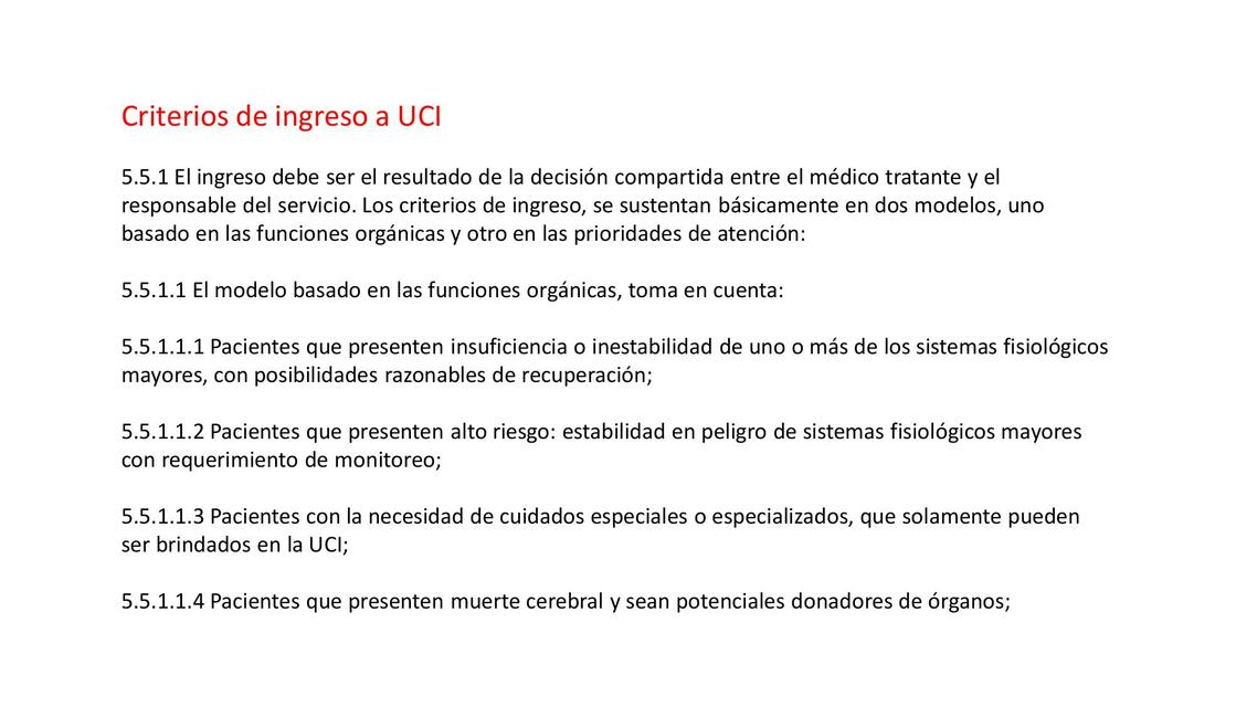 Criterios de Ingreso a UCI 