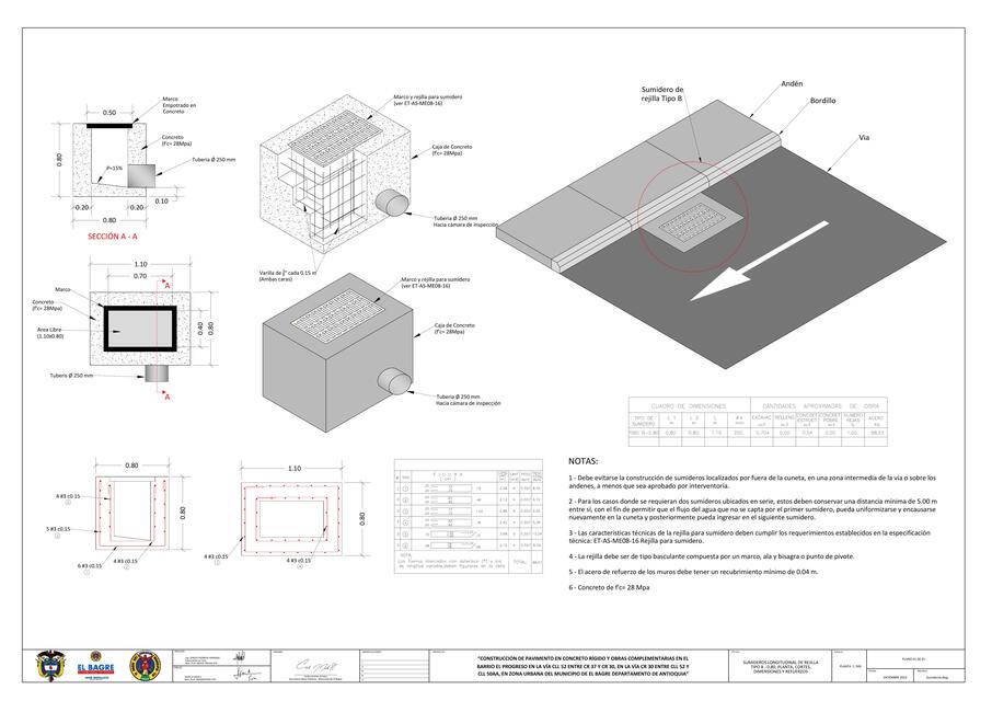 Planos Sumideros Longitudinal Tipo B 