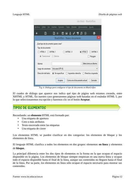 Lenguaje HTML tipos de elementos