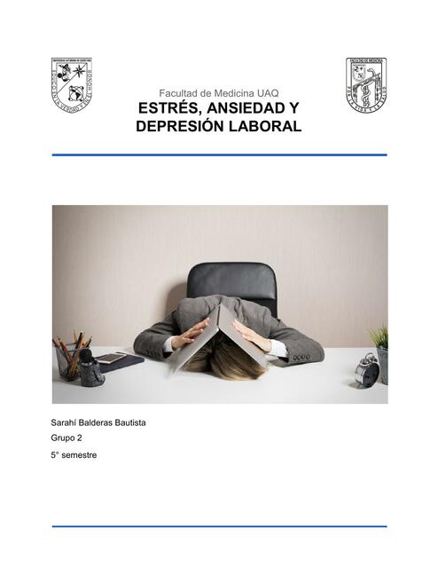Estrés, Ansiedad y Depresión Laboral | Sarahí Balderas | uDocz