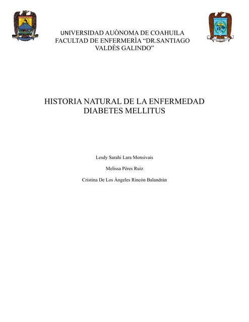 Historia Natural de la Enfermedad Diabetes Mellitus 