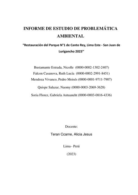 Informe de Estudio de Problemática Ambiental 