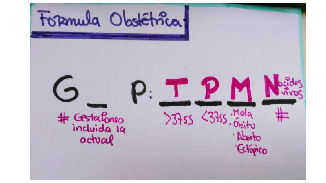 FÓRMULA OBSTÉTRICA