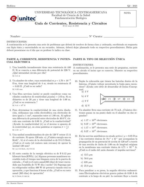 Guia de Corriente Resistencia Circuitos Electricos