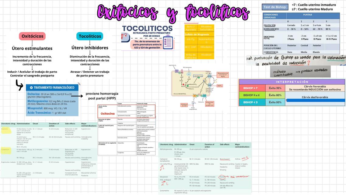 Resumen de oxitócicos y tocolíticos