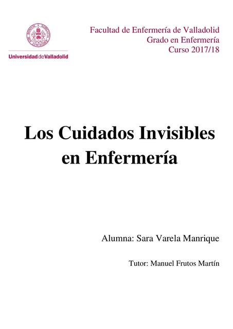 Los cuidados invisibles en enfermeria 