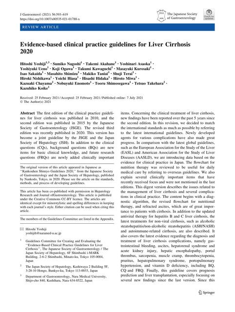 Evidence-based clinical practice guidelines for Liver Cirrhosis2 020