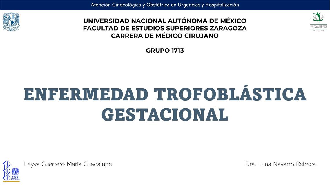 Enfermedad Trofoblástica Gestacional 