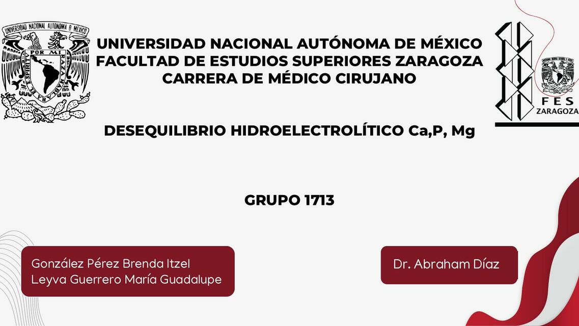 Desequilibrio Hidroelectrolítico Ca, P, Mg