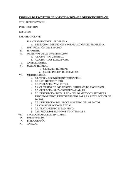 Esquema de proyecto de ingestigacion nutricional 