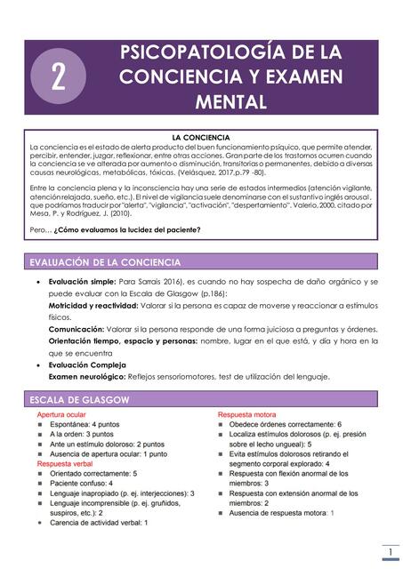 Psicopatología y Examen Mental