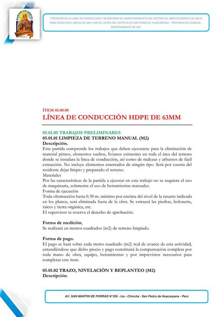 Línea de Conducción HDPE de 63MM 