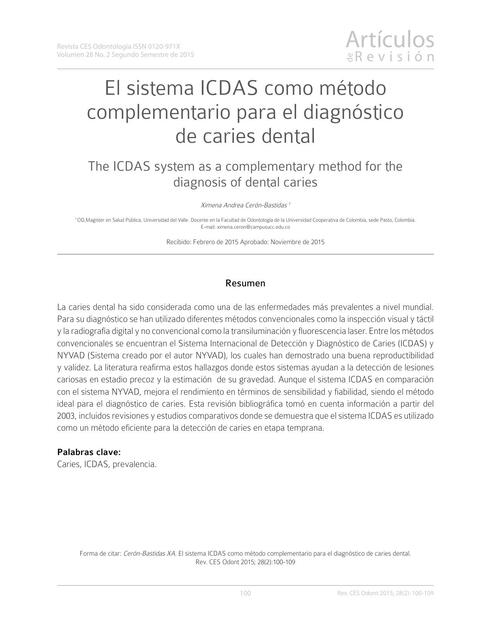 ICDAS com ometodo complementario de dx d caries