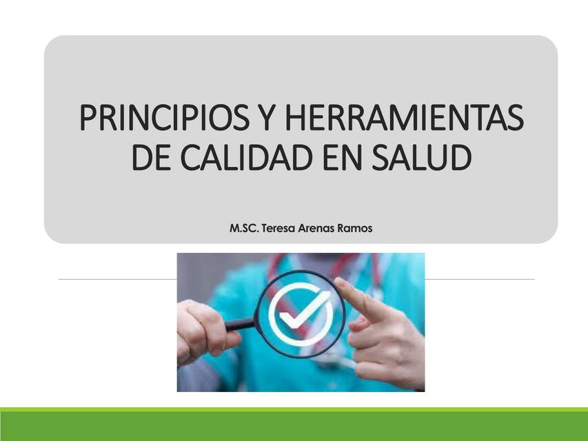 Principios y herramientas en calidad en salud