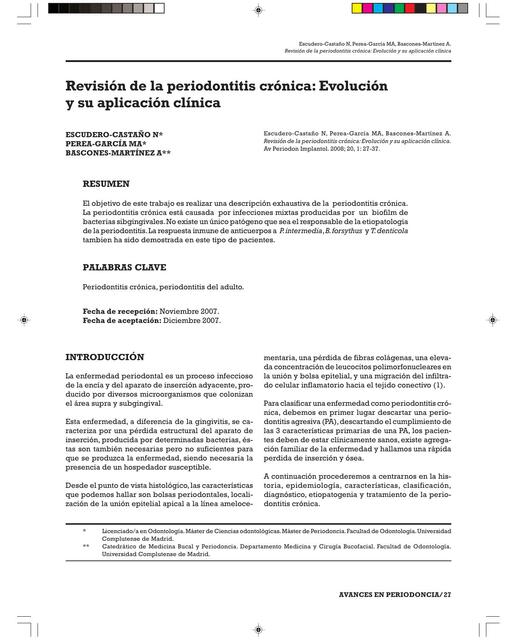 Evolucion de periodontitis