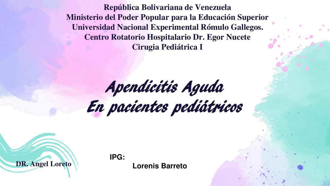 Apendicitis Aguda En pacientes pediátricos 