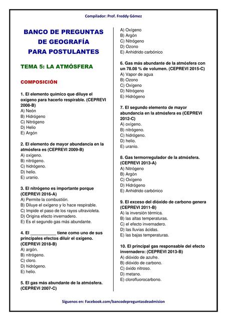 Geografía: Tema 5 la atmósfera    