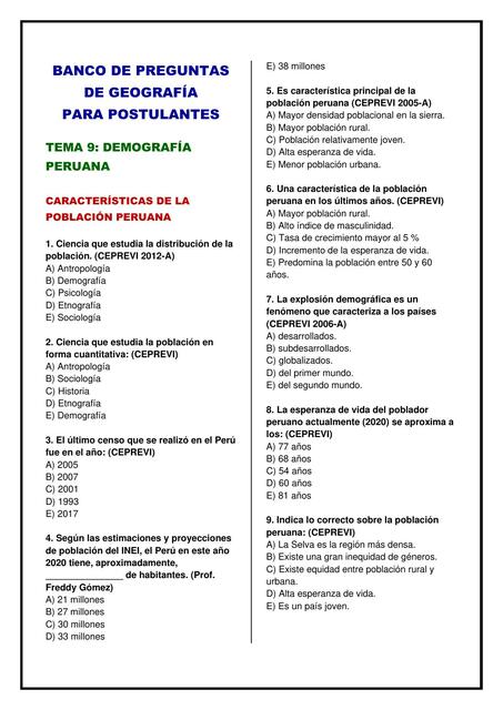 Demografía Peruana 