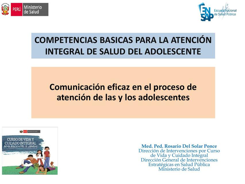 Comunicación Eficaz en el Proceso de Atención de las y los Adolescentes 