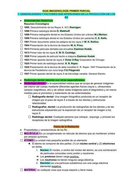 Guía imagenología primer parcial