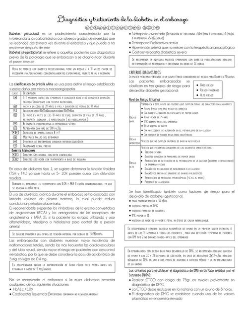 Diagnóstico y tratamiento de la diabetes en el embarazo