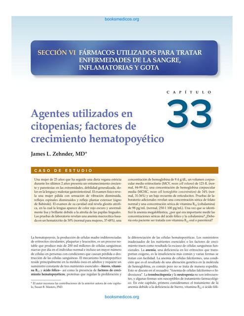 Agentes utilizados en citopenias factores de crecimiento hematopoyético