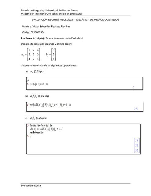 Evaluación Escrita- Mecánica de Medios Continuos 