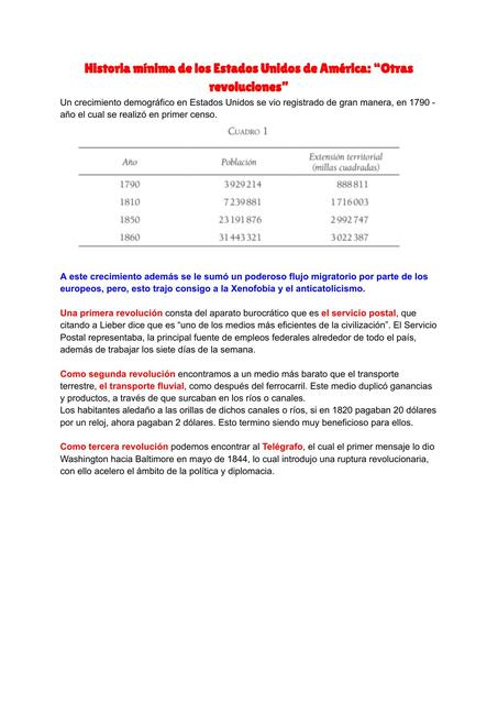Historia Mínima de los Estados Unidos de América: "Otras Revoluciones"