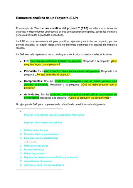 Estructura Analítica de un Proyecto (EAP)