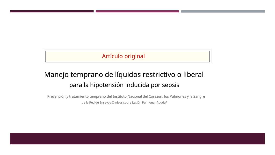 Manejo Temprano de Líquidos Restrictivo o Liberal para la Hipotensión Inducida por Sepsis 