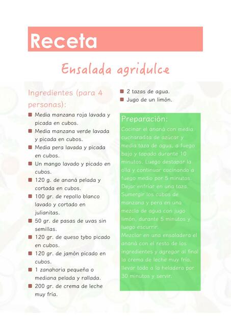 Receta Agridulce