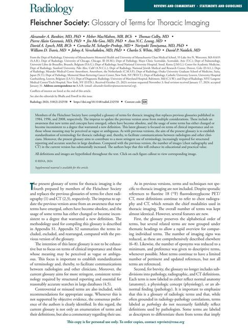 Glossary of Terms for Thoracic Imaging 