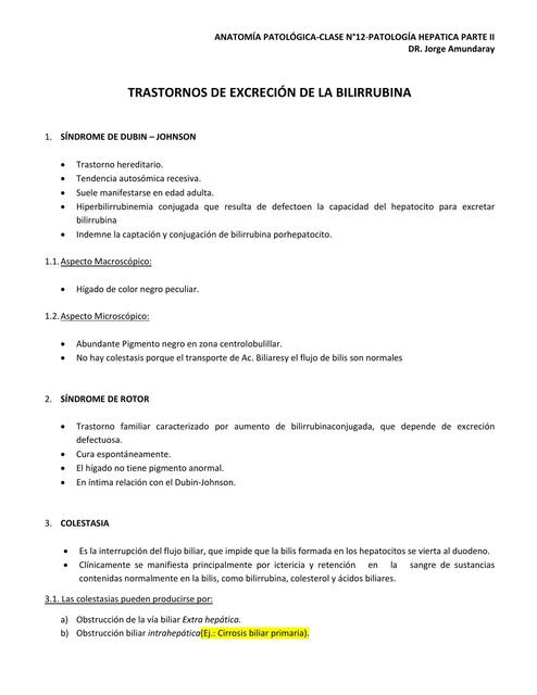 Trastornos de Excreción de la Bilirrubina 