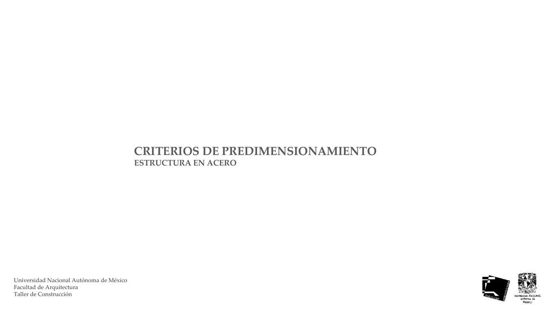 Criterios de Predimensionamiento, Estructura en Acero