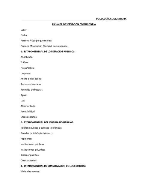 Ficha de Observación Comunitaria 