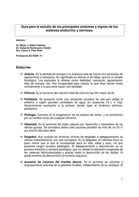 Semiología  y exploración de endocrino y nervioso