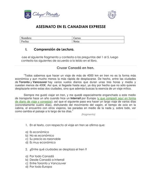 Asesinato en el Canadian Expresse 