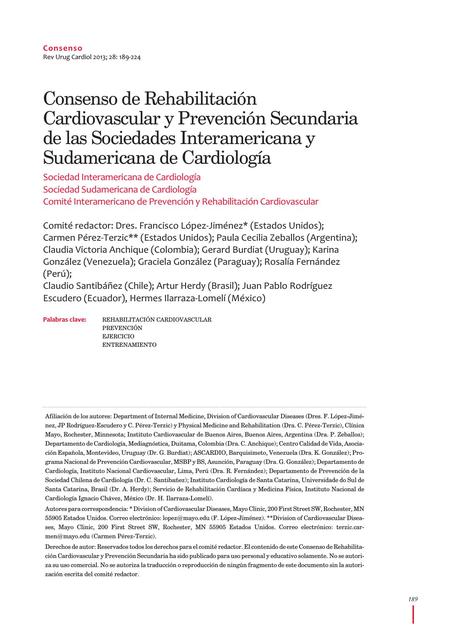 Consenso de Rehabilitacion cardiovascular