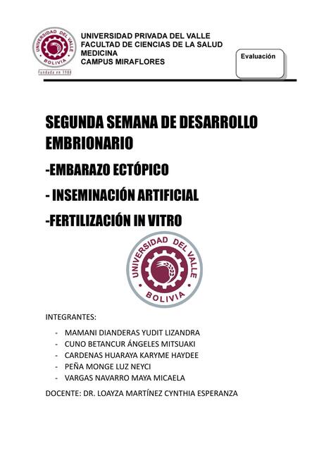 Segunda semana de desarrollo embrionario  