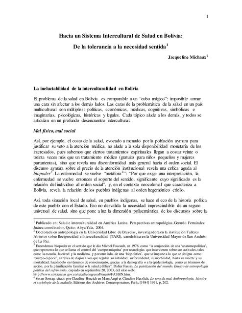 Hacia un Sistema Intercultural de Salud en Bolivia