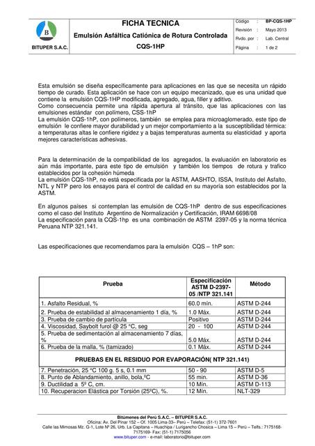 Emulsión Asfáltica Catiónica de Rotura Controlada 